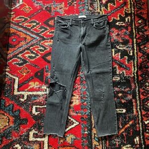 Abercrombie & Fitch Charcoal High Rise Cropped Jeans